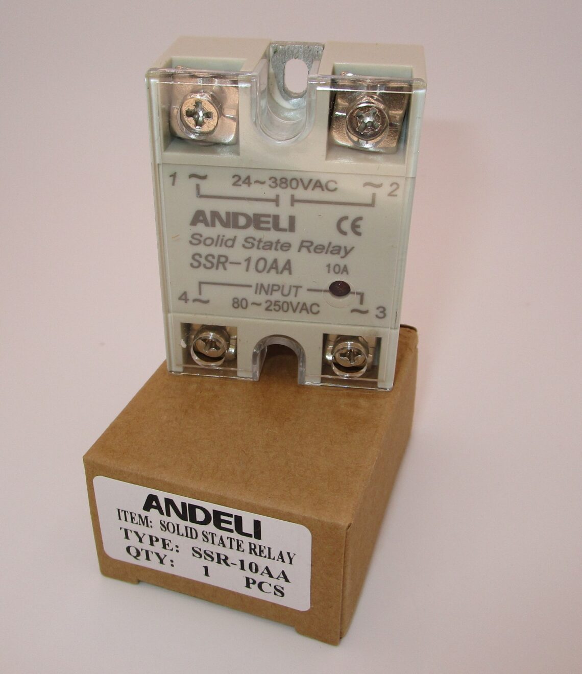 ANDELI SSR-10AA Solid State Relay 10A Load 24-380 VAC / Control 80-250VAC