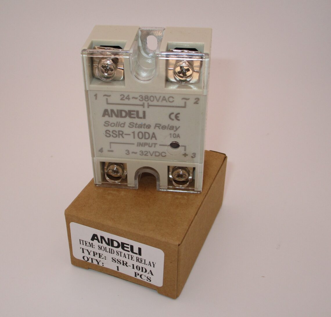 ANDELI SSR-10DA Solid State Relay 10A Load 24-380 VAC / Control 3-32VDC