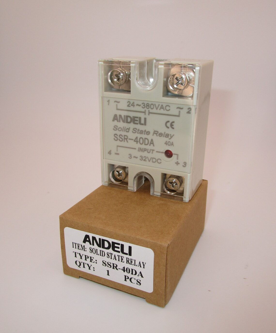 ANDELI SSR-40DA Solid State Relay 40A Load 24-380 VAC / Control 3-32 VDC