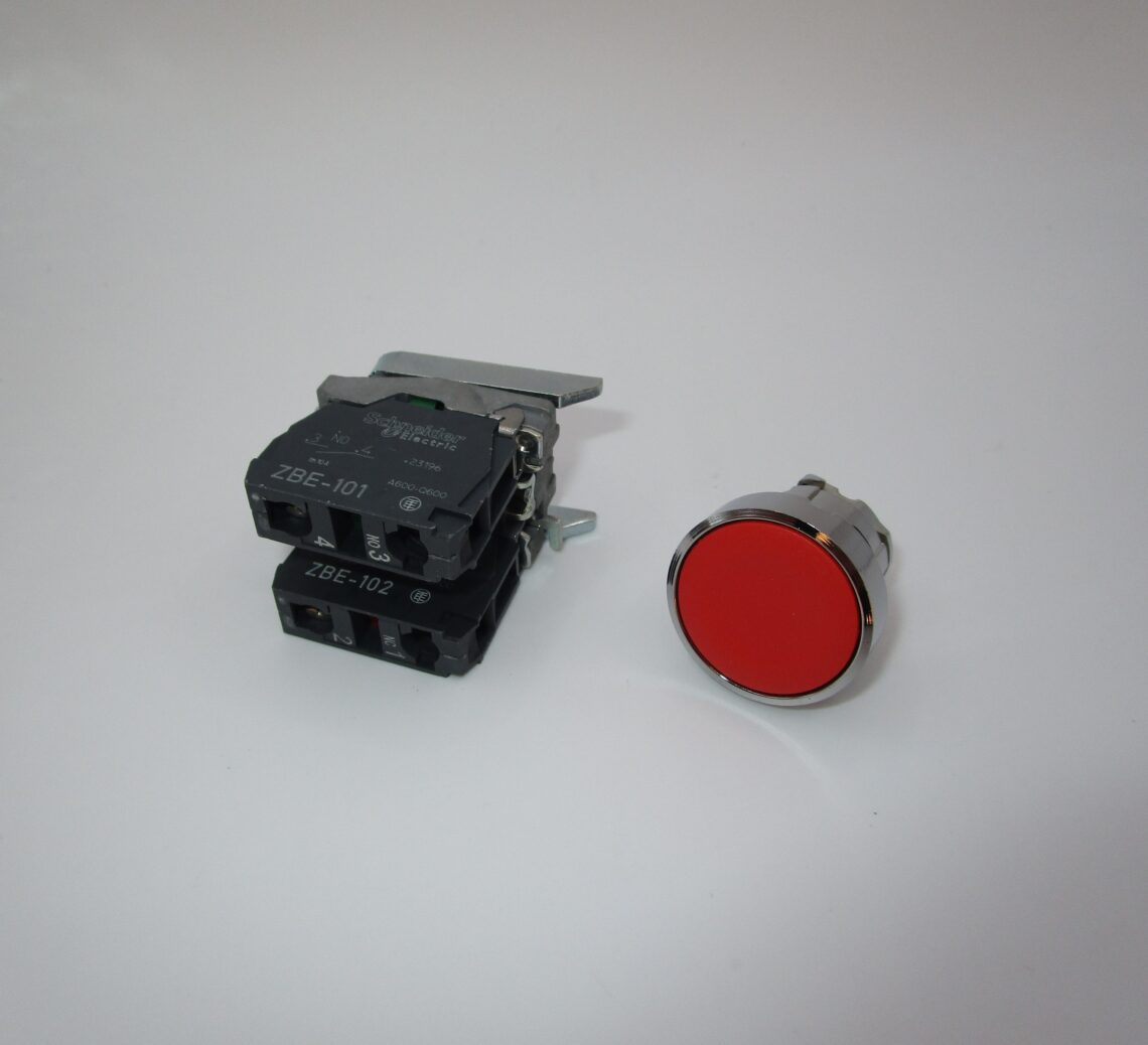 SCHNEIDER XB4BA45 Harmony 22mm RED push button 1NO+1NC - Image 2