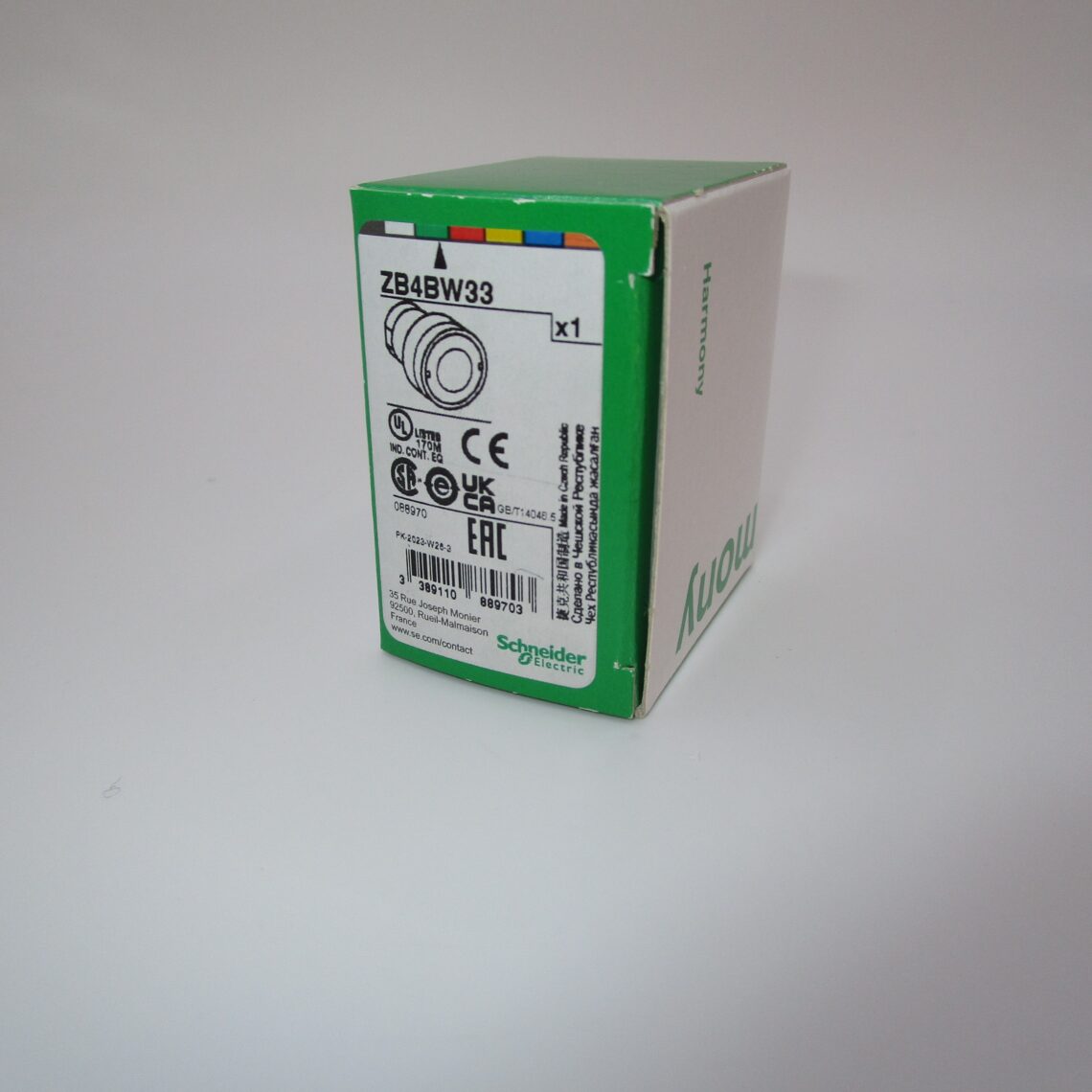 SCHNEIDER ZB4BW33 22mm Green Push Button - Image 2